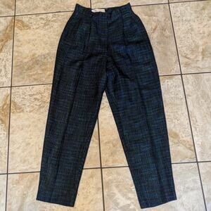 Tony Lambert Womens Sz 10 Dress Pants Dark Blue Black 27x30 Knit Vintage Ankle